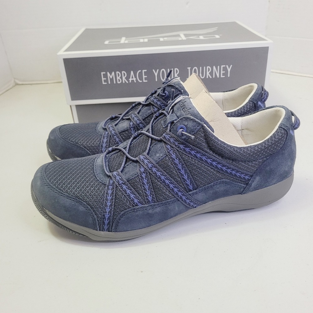 Dansko Women's Harlyn Sneaker Size 41 (US 10.5) Blue Suede Bungee Walking Shoes - Picture 5 of 15
